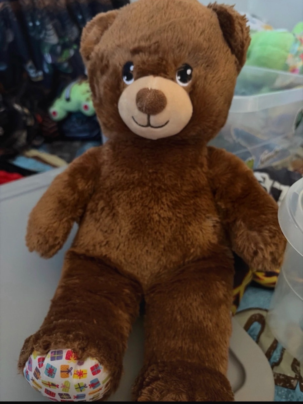 Build-A-Bear Brown Plush Teddy with Patterned Paw